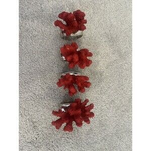 Hans Turnwald Set 4 red coral and Silver Napkin Rings